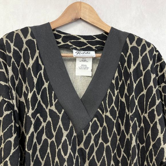 VTG 80s Teddi of California Knit Top Women L/XL Animal Print Grunge Retro Jungle - Picture 8 of 8